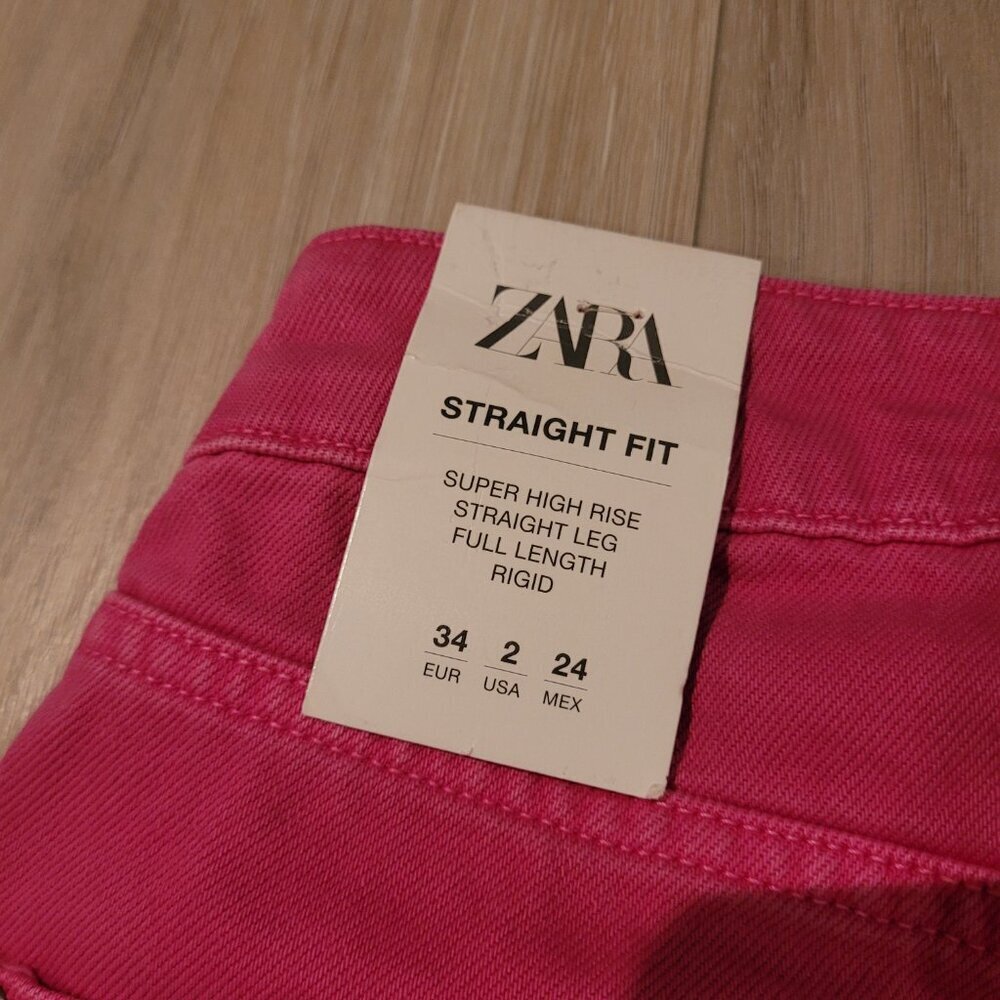 NWT ZARA | Straight Leg High-Rise Denim Jeans | Sz. 2 - Picture 6 of 6
